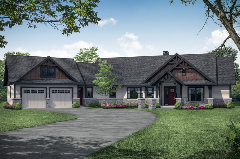 Craftsman Style House Plan - 3 Beds 2.5 Baths 2652 Sq/Ft Plan #124-1113 Exterior