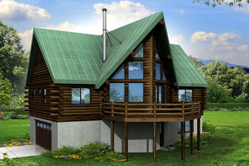 Log Style House Plan - 2 Beds 2.5 Baths 1568 Sq/Ft Plan #124-951 Exterior