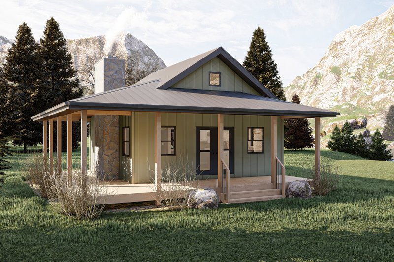 Cottage Style House Plan - 1 Beds 1 Baths 576 Sq/Ft Plan #455-287 Exterior