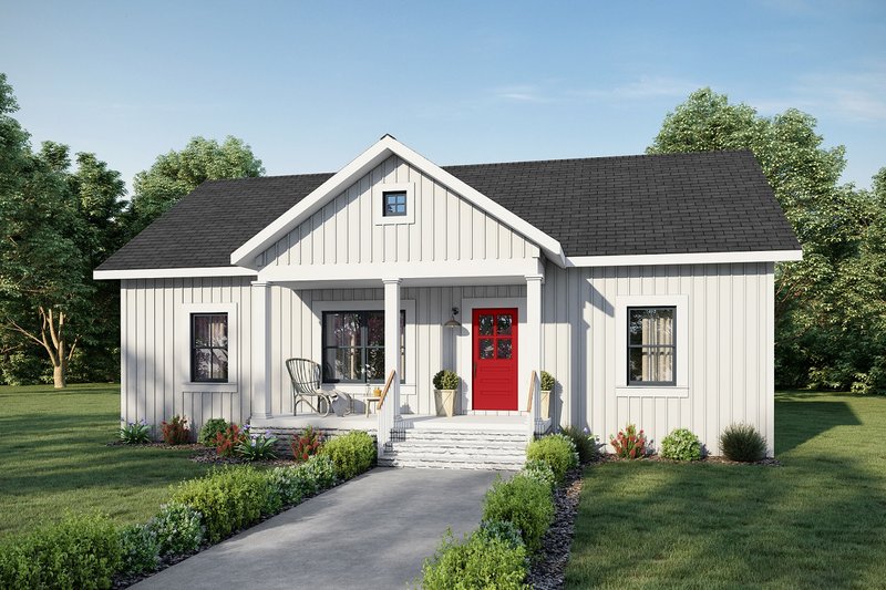 Farmhouse Style House Plan - 3 Beds 2 Baths 1035 Sq/Ft Plan #44-224 Exterior