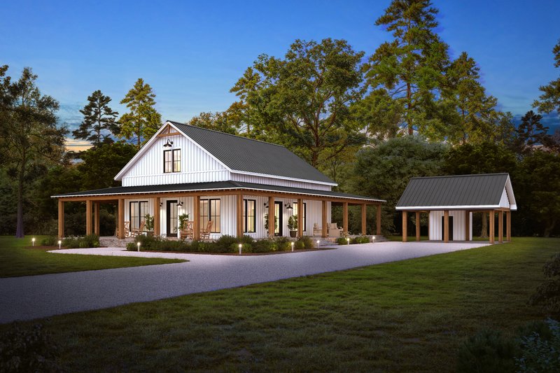 Barndominium Style House Plan - 2 Beds 2 Baths 1408 Sq/Ft Plan #430-359 Exterior