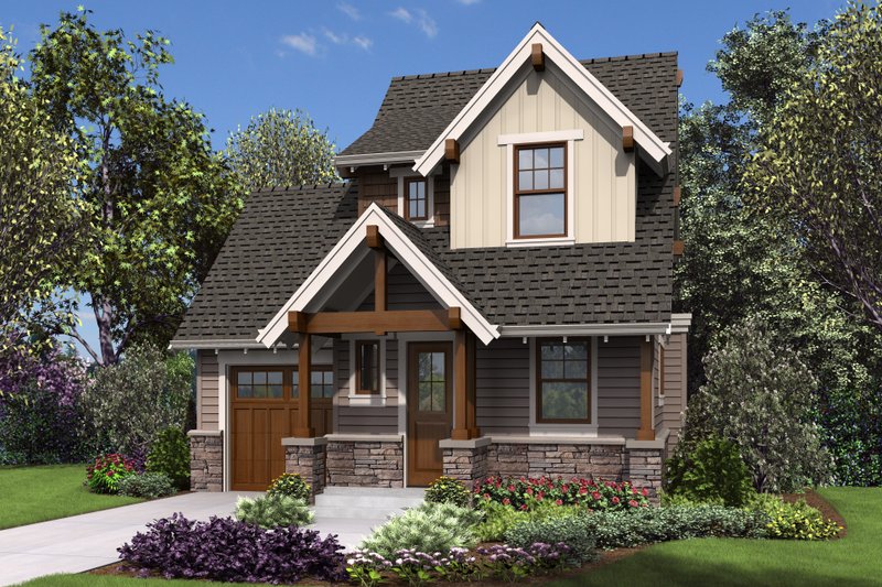 Cottage Style House Plan - 2 Beds 1.5 Baths 803 Sq/Ft Plan #48-1010 Exterior