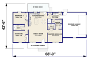 Ranch Style House Plan - 3 Beds 2 Baths 1311 Sq/Ft Plan #44-239 Floor 