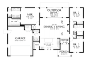 Farmhouse Style House Plan - 3 Beds 2 Baths 1592 Sq/Ft Plan #48-1126 Floor 