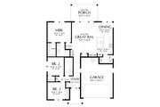 Contemporary Style House Plan - 3 Beds 2 Baths 1373 Sq/Ft Plan #48-1039 Floor 