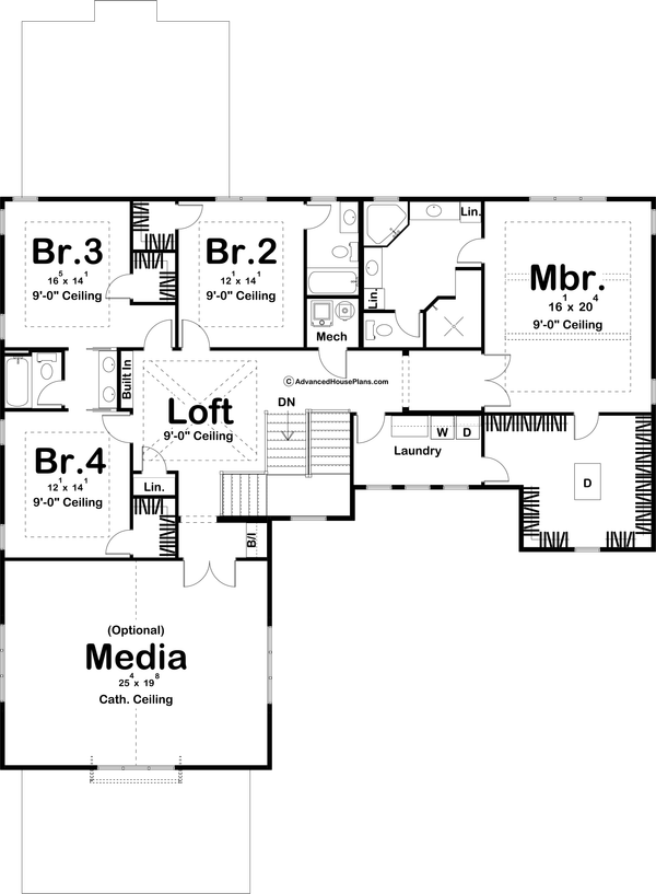 Farmhouse Floor Plan - Upper Floor Plan #455-720